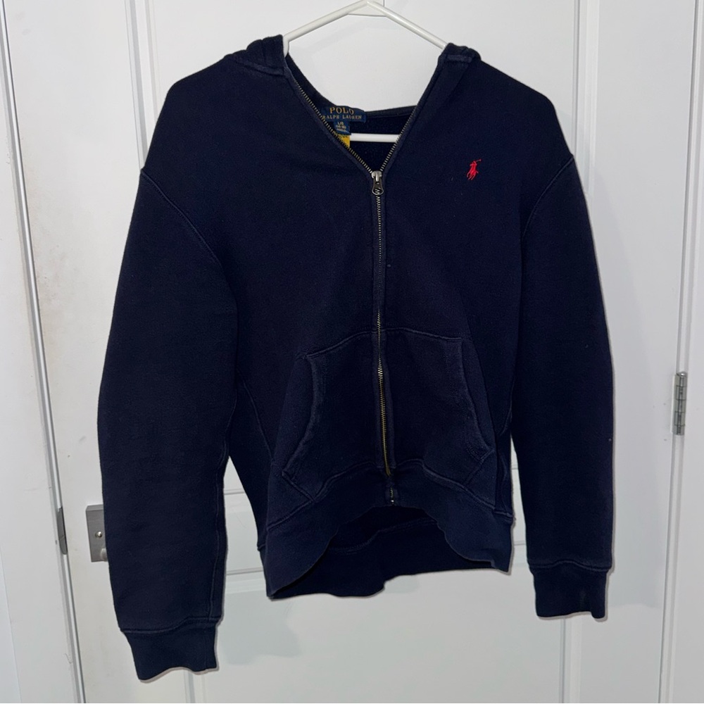Navy Blue Polo Ralph Lauren Women or Teen Zip-Up Hoodie Sweater